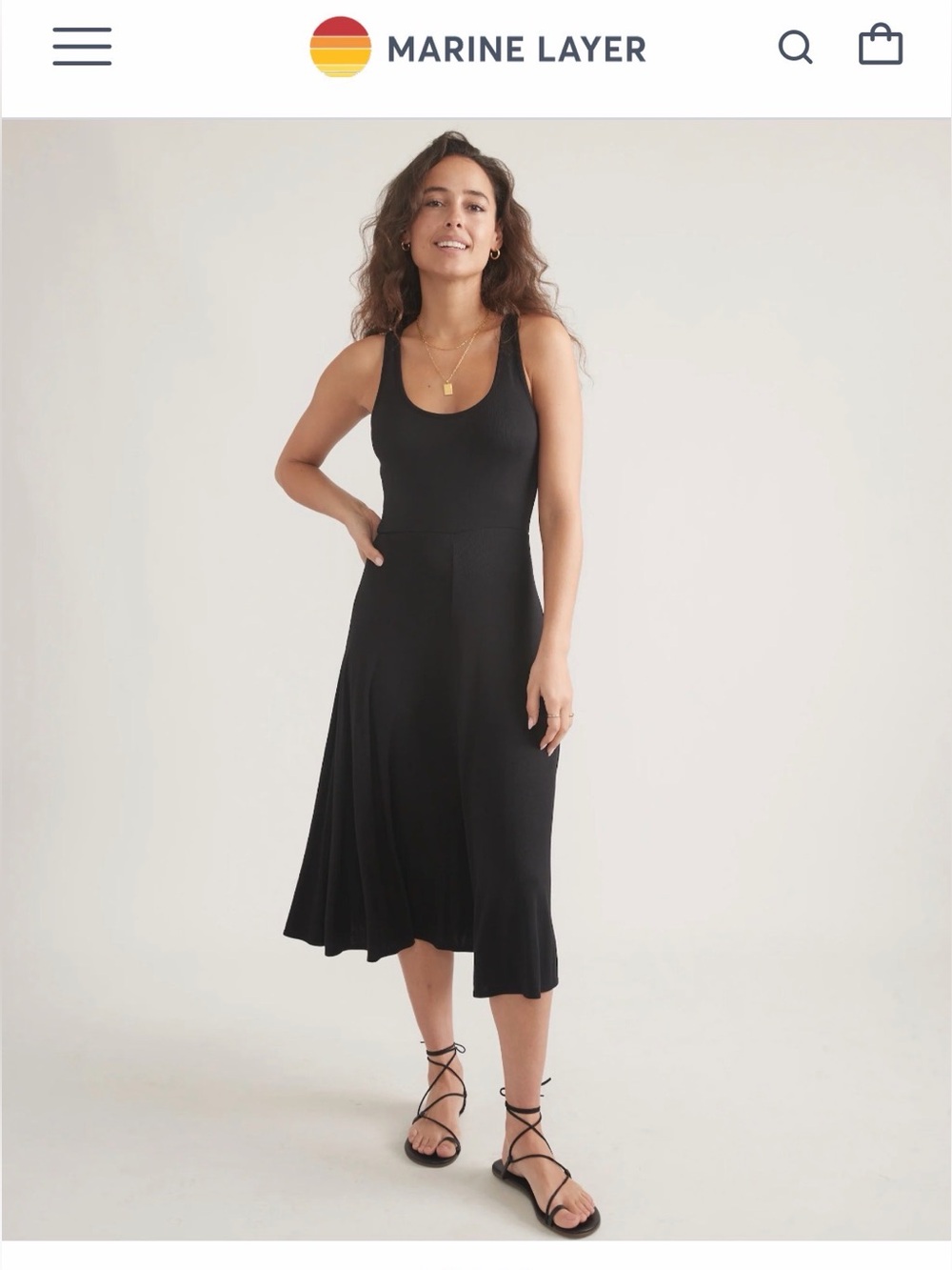 Marine Layer Lexi Rib Fit and Flare - Scoop Neck Midi Dress